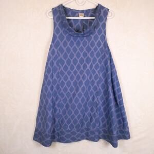 Global Mamas 100% Organic Cotton Eli Dress Size L Blue Handmade Fair Trade
